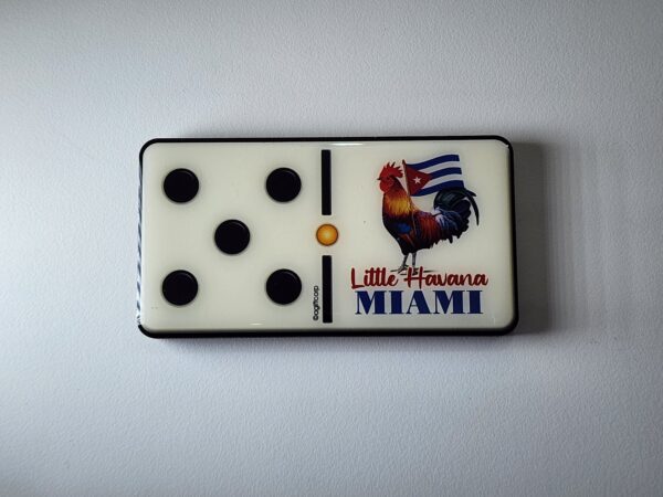 Miami Magnet Domino tile adorned with the iconic image of a rooster. - Image 4