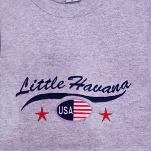 100% Cotton Embroidered Unisex T-Shirt – Little Havana / USA Flag and Clasic Stars