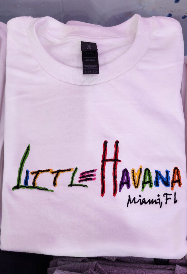 100% Cotton Embroidered Unisex T-Shirt – Little Havana / Color Art Paint