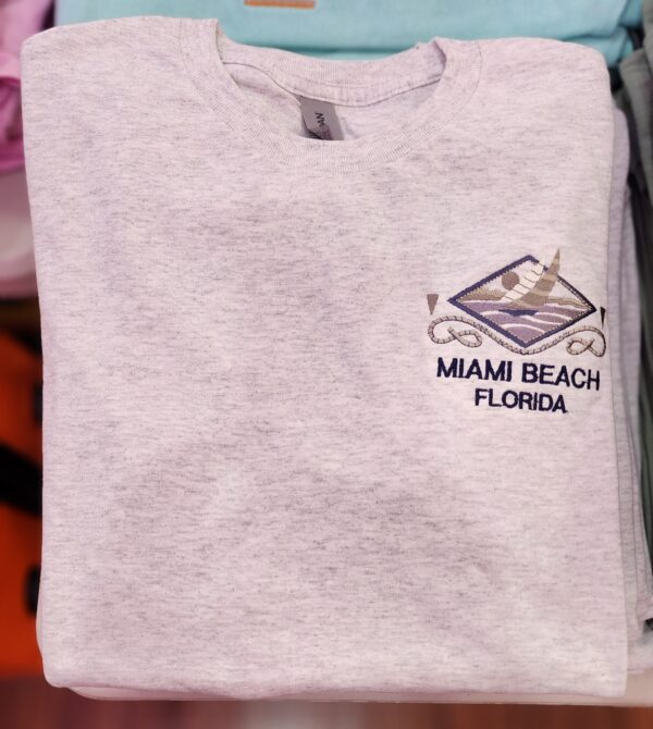 100% Cotton Embroidered Unisex T-Shirt – Little Havana / Sailboat with a sailor's rope in Miami Beach, Florida