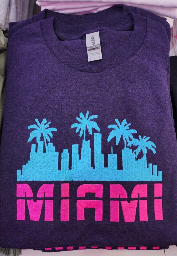100% Cotton Embroidered Unisex T-Shirt – Miami, Florida / Futuristic City Of Miami