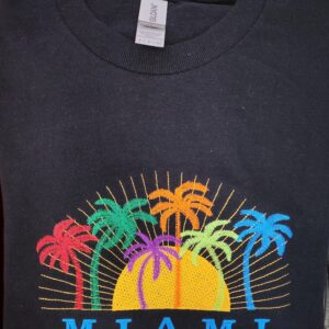 Miami sunset scene / 100% Cotton Embroidered Unisex T-Shirt