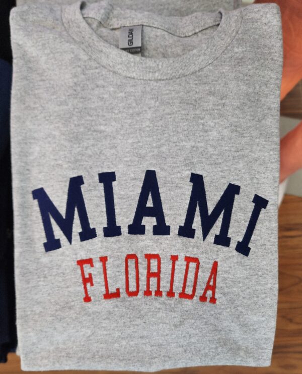 💥 Featured: The Classic Collegiate Miami Tee 💥/ 100% Cotton Embroidered Unisex T-Shirt